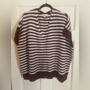 Loft brand Maroon and white oversized sweater vest, size Large